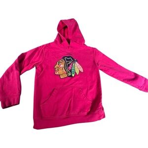 Reebok NHL Chicago Blackhawks Youth Hoodie Pink Sz S Face Off Collection